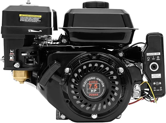 4 Stroke 7.5HP Gasoline Engine, Go Kart Motor Engine Replacement with a Silencer, Air Cooled Single Cylinder Gas Engine, Electric or Hand Start,3600RPM