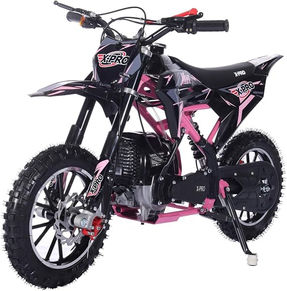 X-PRO Hawk 40 Gas Power Mini Pit Bike Dirt Bike, 4 Stroke Dirt Bike with Pull Start, 10" Wheels! (Pink)