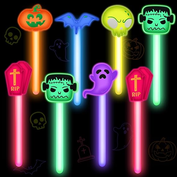 AFZMON 24 Pack Halloween Party Favors Glow Sticks Bulk for Kids, 4 Inch Glow in The Dark Halloween Goodie Bags Stufffers Classroom Trick-or-Treat Favors Supplies