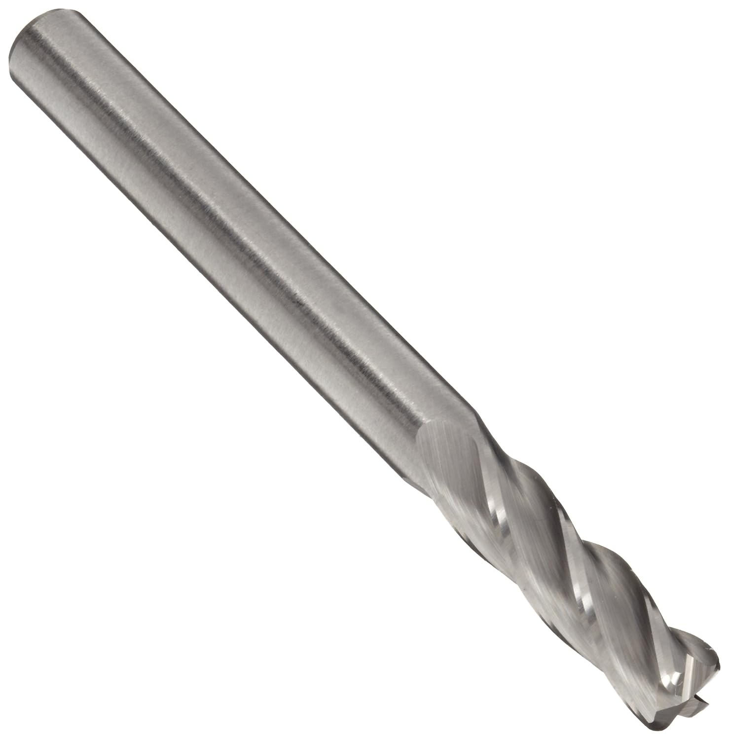 CCMG Carbide Corner Radius End Mill, Uncoated Bright Finish, 30 Deg Helix, 4 Flutes, 4" Overall Length, 1" Cutting Diameter, 1" Shank Diameter, 0.125" Corner Radius