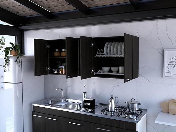 GOWE Wall Cabinet Ontario, Double Door, Black Wengue Finish