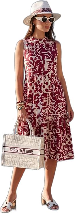 Lela Desenli Regular Fit Kolsuz Elbise Bayan ELBİSE 5865731