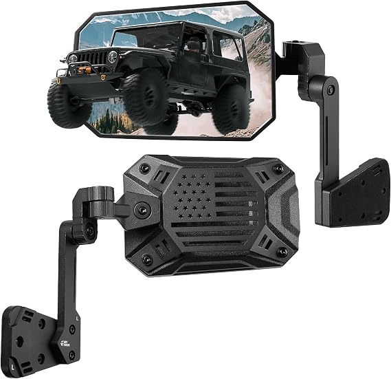 JOYTUTUS Wrangler Side Mirrors Replacement Compatible with 1987-2006 Wrangler YJ TJ, US Flag Pattern Wrangler TJ Side Mirrors, Wider View No Vibrate & Wobble