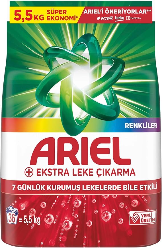 Ariel Ekstra Leke Çıkarma Renkliler Toz Çamaşır Deterjanı 5.5 Kg 36 Yıkama