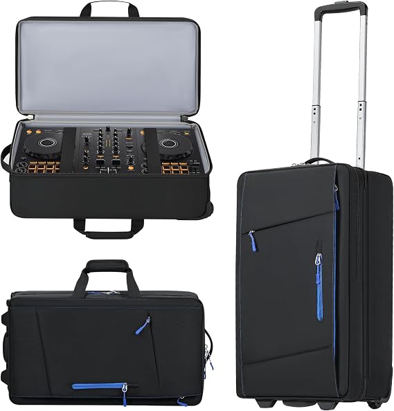 DJ Controller Case with Wheels, Rolling DJ Gig Bag for DJ, Music Producers