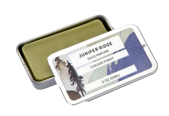 JUNIPER RIDGE Cascade Forest Solid Perfume | Wild-Harvested Essential Oil Blend | Unisex Fragrance | Travel Friendly | 0.5 Oz Tin