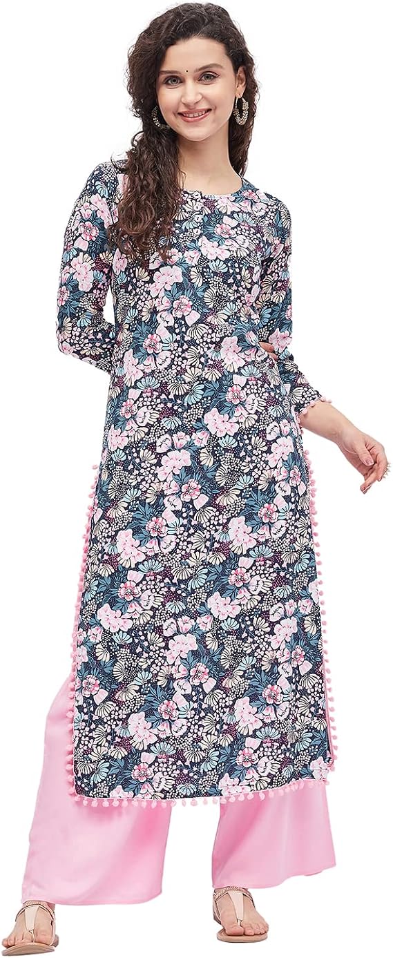 Tissu Women's Rayon Multicolored Floral Printed Kurta with Palazzo