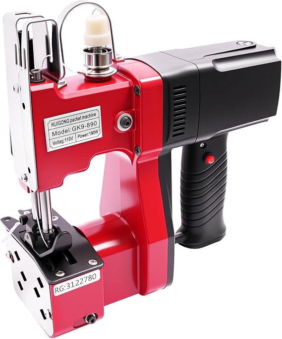 Portable Electric Sewing Bag Closing Machine, Two Secant Modes Stitcher Packing Machine Knitted Bag Sealing Closing Machine for Rice Woven Leather Snakeskin Bag Sack, 15000 rpm