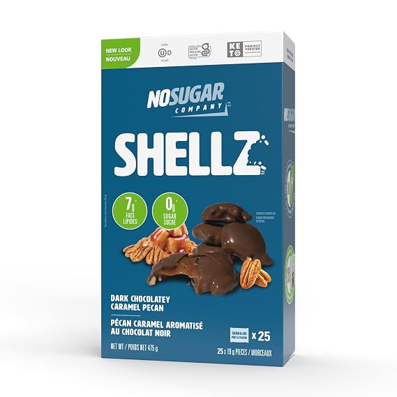 No Sugar Keto Shellz, Chocolate Caramel Pecan, Healthy Snack, 25 Count