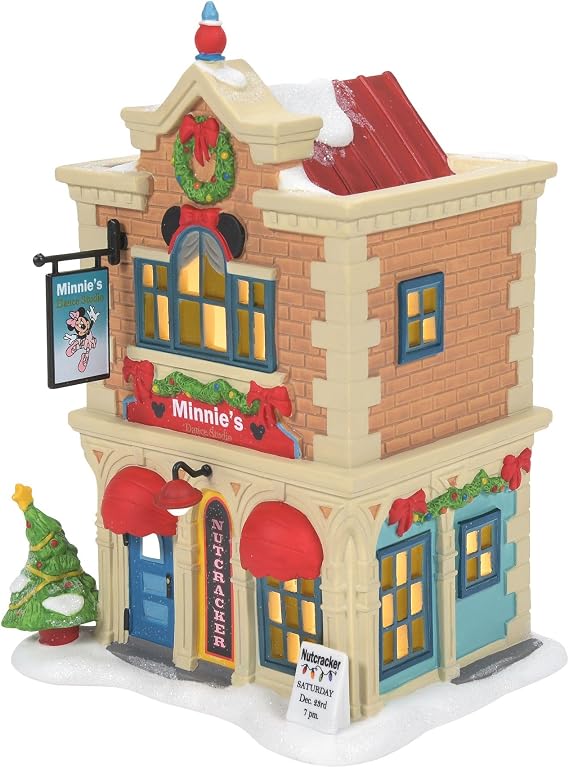 Department 56 Zinc alloy, Porcelain Disney Village Minnie Mouse Dance Academy Lit Building 7.83 Inch, Multicolor