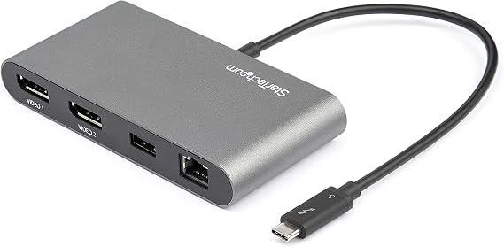 StarTech Driverless Thunderbolt 3 Dual 4K 60Hz DisplayPort Mini Dock, GbE