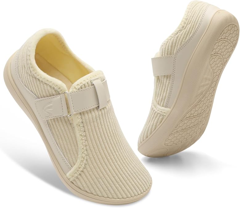 Scurtain Comfortable women's slippers extra wide slippers with fastener soft inner part non-slip sole