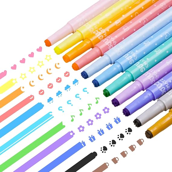 NiArt Stamp Highlighters 11 Pack Candy Color Marker Pens Cute Kids School