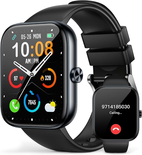 MFVLP Smart Watch for Men Women(Answer/Make Calls), 1.83" HD Fitness Watch, with Heart Rate/Sleep Monitor, 110+ Sports Modes Fitness Tracker with Step Counter, IP68 Waterproof for Android iOS, Black