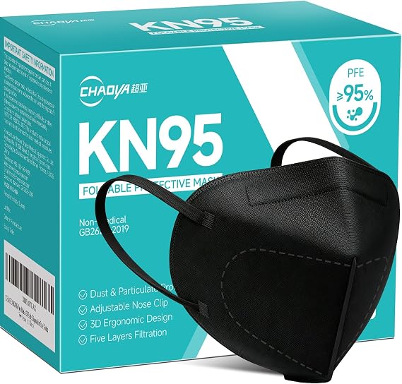 KN95 Face Mask 30 PCS,Black 5 Layer Breathable Disposable KN95 Masks for Adult - Individually Wrapped
