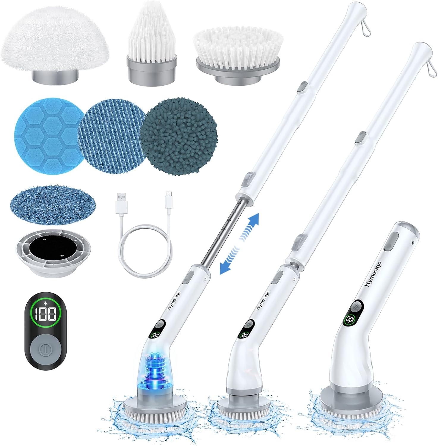 Steam Mop with Detachable Handheld Steam Cleaner, 10-in-1 Multi Accessories, Quick 10s Heat, 350ml and 2-Level Steamer for Cleaning Floor, Carpet, BBQ Grill, Tile, and Grout, Gray