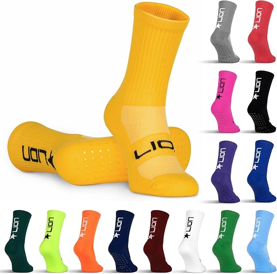 LION SPORTSWEAR Football Grip Socks For Men/Women/Kids - Variety Of Colours To Match Your Team Kit & Sleeve Socks