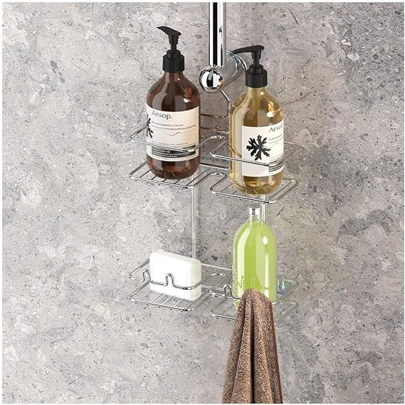 EYM Tekno Tel BK-067 Asmalı 2 Katlı Düz Banyo Duş Rafı Krom