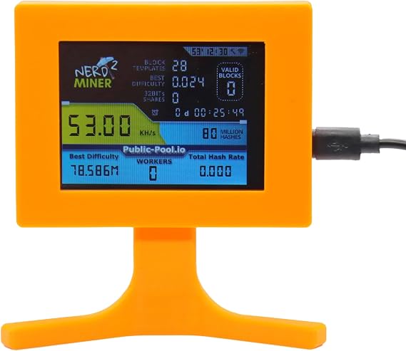 Bitcoins Miner USB NerdMiner V2 ESP32 Hashrate 56K/S 2.8 Inch Smart Display Crypto Solo Lottery Miner Solo Mining Machine Latest Mining Software Desk Miner TV Design