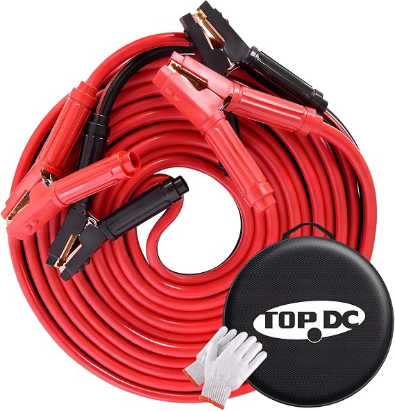 TOPDC 0 Gauge 30FT Jumper Cables Heavy Duty Booster | Extra Long jumper cables provide a 30 Feet reach and 1000A rating for cars and diesel trucks.