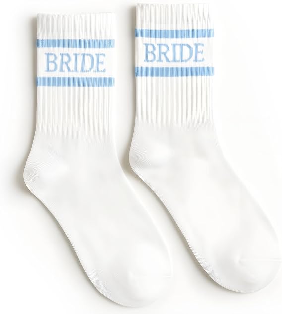 xo, Fetti Bride Socks, White | Something Blue Bachelorette Wedding Gift