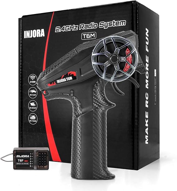 INJORA T6M 2.4GHz Transmitter with 6CH Receiver for 1/24 1/18 RC Crawler