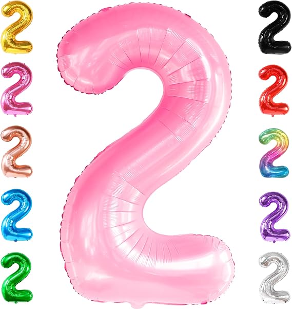 Katchon, 40 Inch Pink Number 2 Balloons For 2nd Birthday Decorations