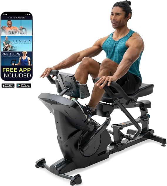 Teeter Power10 Rower with 2-Way Magnetic Resistance Elliptical Motion - Indoor Rowing Machine w/HRM Connectivity, Teeter Move App - Free Classes & Coaching