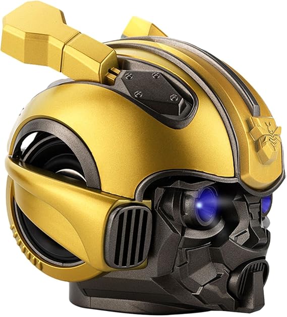 Bumblebee Helmet Portable Wireless Bluetooth Dual Built-in Speaker with Blue Eyes Effect Classic Style