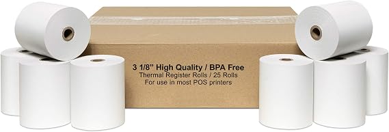 (25 Rolls) PosPaperRoll BPA FREE Thermal Paper - 3-1/8 x 230 Feet (Star TSP100)