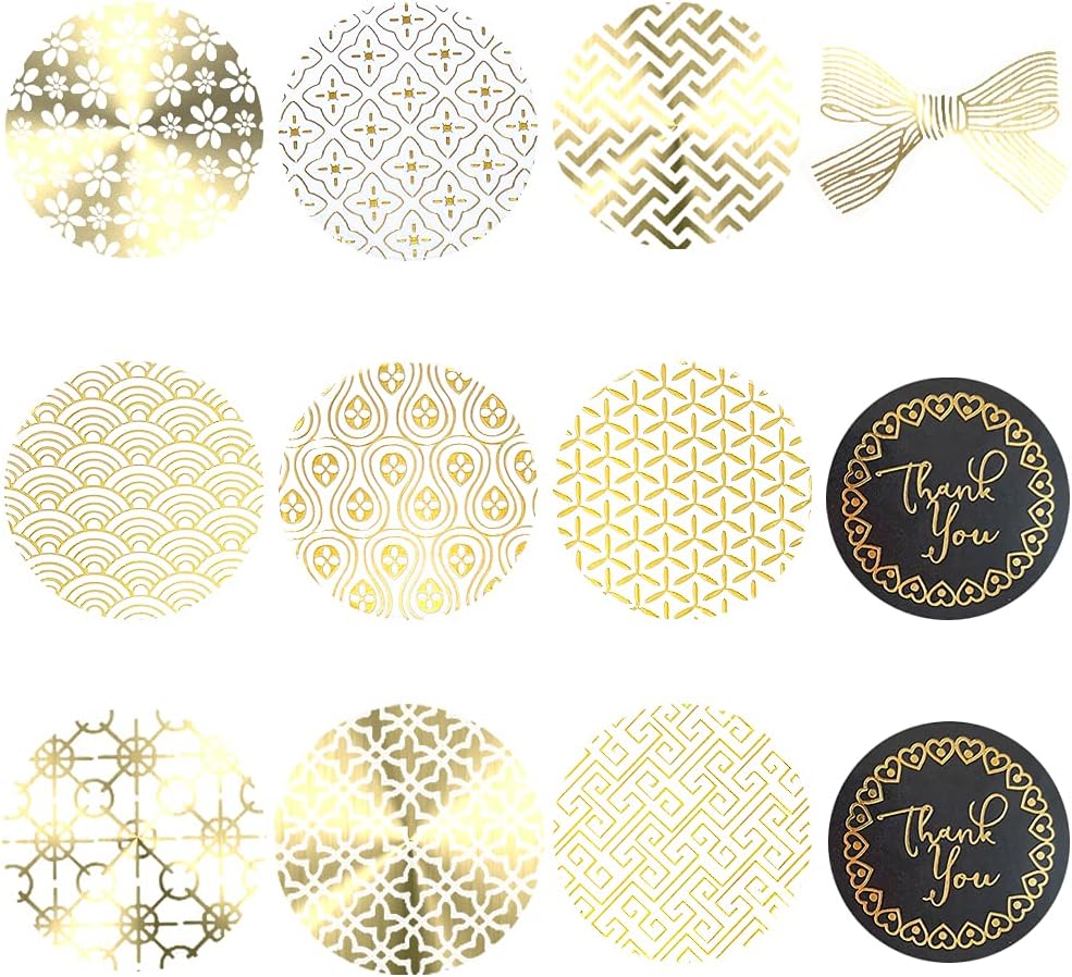 Pobees 30 Sheets 1.5"-1.8" Large Gold Foil Envelope Seal Stickers for Wedding Invitations,Greeting Cards,Party,Graduation,Gift Packaging,Self-Adhesive