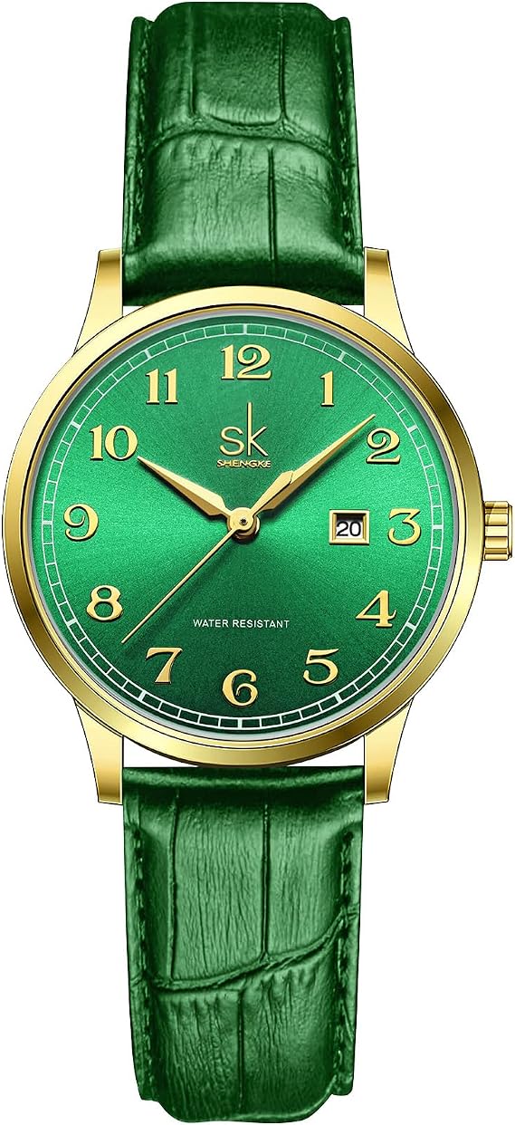 SHENGKE SK Classic Business Women's Watches with Stainless Steel Strap and Elegant Women's Watch Made of Genuine Leather