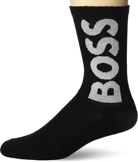 BOSS Men's Solid Big Logo Ribbed Socks