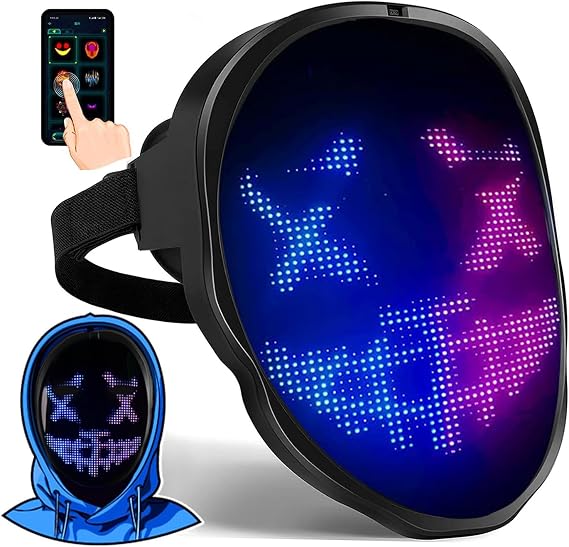 LED Mask for Face, Light Up Mask with 115+ Animated Faces, App & Gesture Control Digital Ghostface Mask, Lumenate Nova Mask, Cool Glowing Masks for Halloween Christmas Costume Party DJ