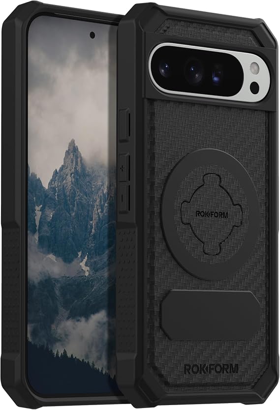 Rokform Rugged Case for Google Pixel 9 Pro XL, Magentic + RokLock (Black)