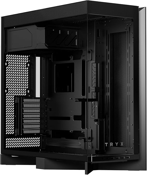 TRYX Luca L70 ATX PC Case Panoramic Glass with Front Panel ATX Case Dual Chamber High Modularity 6000-Series Anodized Aluminum Frame Computer Case 420mm Radiator Support USB 3.2 Type-C I/O Panel