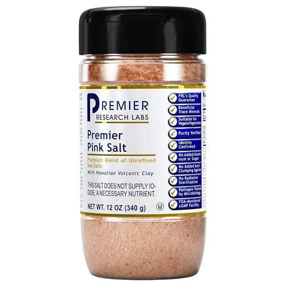 Premier Research Labs Pink Salt - Hawaiian Red Alaea Sea Salt Blend for Food, Cooking, and Eating - Flaky, Unrefined, and Additive-Free, 12 oz
