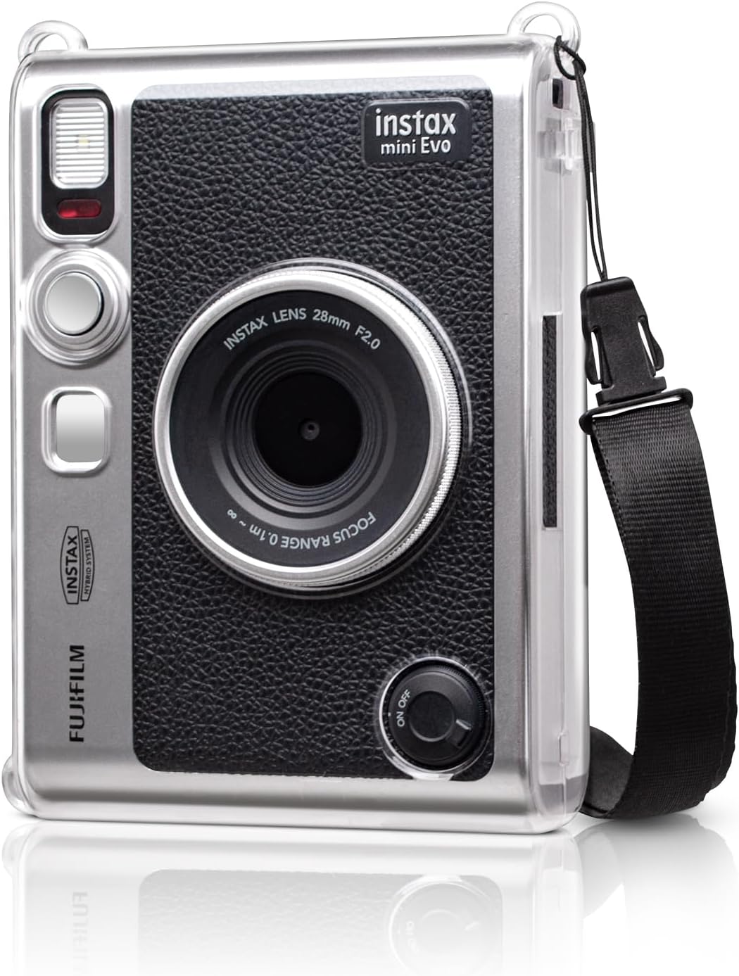 MUZIRI KINOKOO Instax Mini EVO Case Clear - Hard PVC Carrying Case Compatible for Fuji Instax Mini EVO Camera with Adjustable Shoulder Strap Transparent