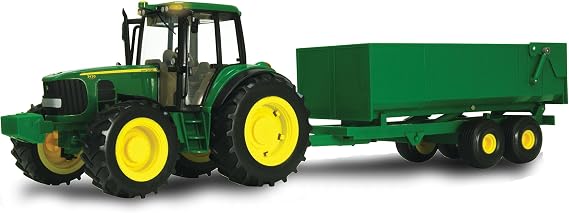 TOMY Big Farm John Deere Tractor and Wagon - 1:16 Scale | Lights and Sounds, Officially Licensed John Deere Toys, Preschool And Toddler Toys, Ages 3 Years+