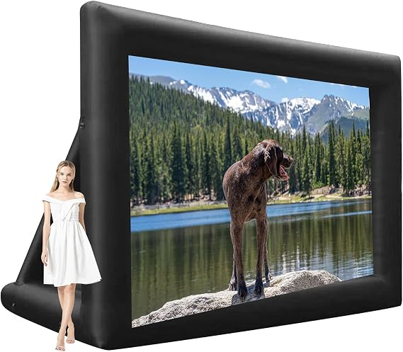 inflatable movie screen, Inflatable Projector Screen Outdoor with Quiet Fan, Blow up Mega cinema screen Theater Projector Screen for Backyard Party Travel, 16ft