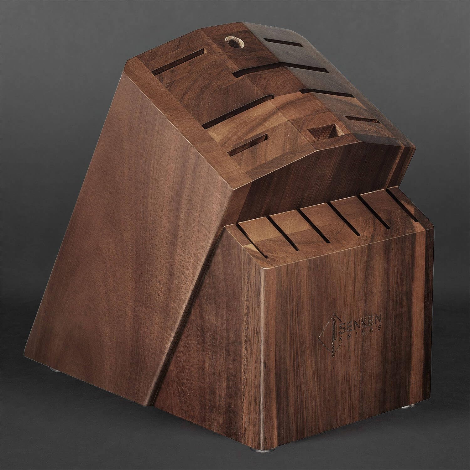 SENKEN Extra Large Acacia Wood Knife Block Without Knives - For Dynasty Collection - 15 Slots for Chef Knife Set, Steak Knives, Kitchen Scissors, and Sharpening Steel