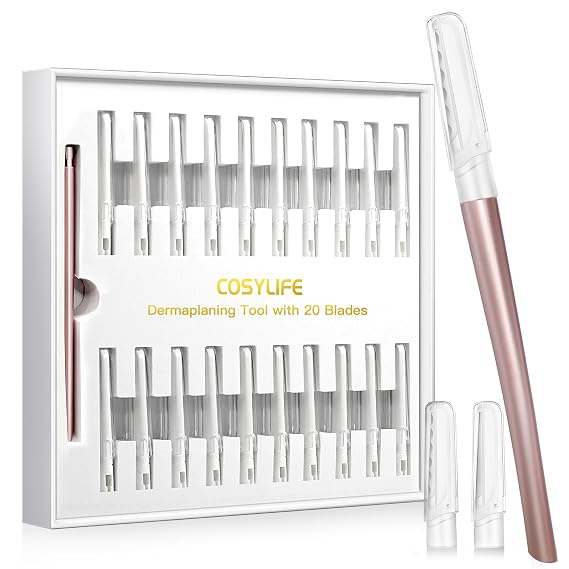 COSYLIFE Dermaplane Razor for Women Face | 20 Replaceable Blades, Face Razors for Women, Facial Shaver/Eyebrow Razor, Dermaplaner Help Exfoliate and Smooth Skin