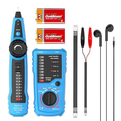 Network Cable Tester, RJ11 RJ45 Cable Tracer Wire Tracker Blue | Wire Tracker Multifunction, Line Finder with Probe Tone, Telephone Line Test, Ethernet LAN Network Cable Maintenance