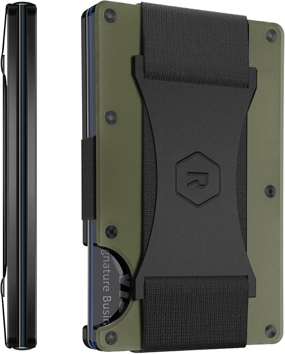 Ridge Wallet for Men - Slim Minimalist Compact Wallet, RFID Protected Front Pocket Wallets for Men, Integrated Cash Strap Card Holder