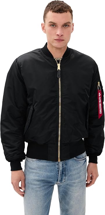 Alpha Industries Men's MA-1 Heritage Fit Flight Jacket, Black, M