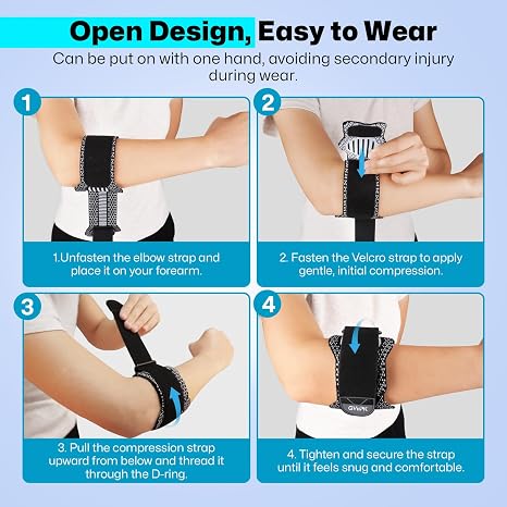 360 Coverage Upgraded Tennis Elbow Brace for Men Women, Adjustable Golfers Elbow Support Strap Band for Tendonitis Double Pressure,Golfers Elbow Brace for Tennis & Golfers Elbow,Tendon Pain Relief