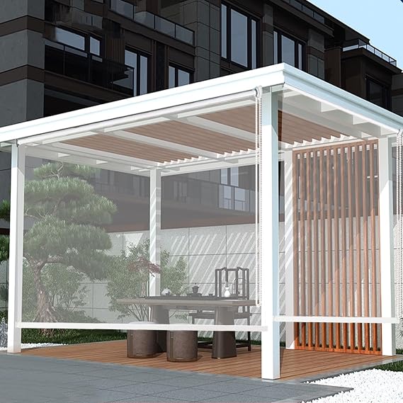 Outdoor Door Blinds,Waterproof Clear Pvc Roller Blinds,Rainproof Curtain Outdoor Pergola Roller Shade Blind for Gazebo,Balconie and Pavilion,40-160cm Width Optional (W80xH110cm/W32 xH43)