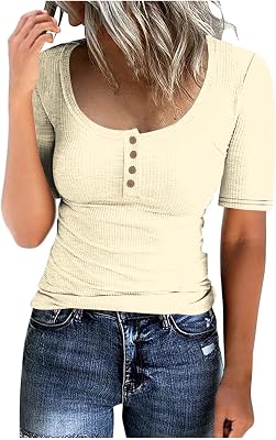Lastesso Workout Tops for Women Fashion Solid Helney Shirts Casual Solid Short Sleeve Lightweight Summer 2025 Blouses Tees
