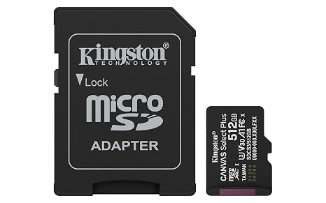 Kingston 512GB Canvas Select Plus microSD Card | Up to 150MB/s | Class 10, UHS-I, U1, V30, A1 | SDCS3/512GB