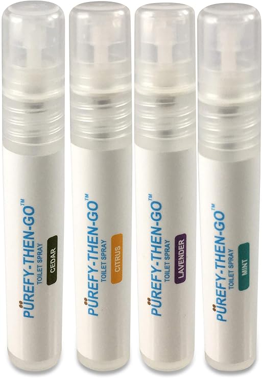 PUREFY Then-Go Spray Discovery/Travel Series (4 -Scent Pack, 8ml), Specialty Toilet and Fragrance Spray, Natural and Authentic scents, No Harsh chemcials.